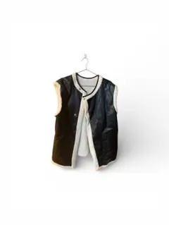 リバーシブル レザーベスト ブラック/ホワイト