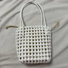 【美品】ROPE ロペ メッシュ編み かごバッグ ホワイト 夏バッグのサムネイル