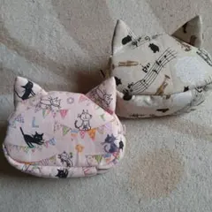 猫　ねこポーチ　ハンドメイド　２個セット