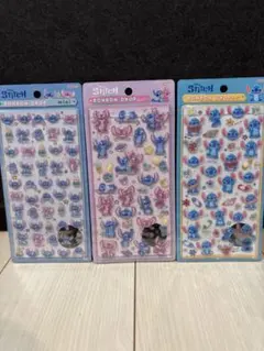 正規品　ディズニー スティッチ ボンボンドロップシール 3枚セット mini含む