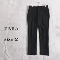 ...ZARA ブラック スラックス size 2(Ｍ)裾ファスナー