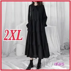 【新品】ゆるかわ♡ ふんわりティアードワンピース　2XLサイズ　体型カバー b