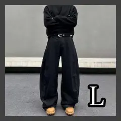バギーデニム ブラック 黒 L ワイドパンツ Y2K 韓国 ダボ系 ストリート
