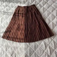 東京スタイル プリーツスカート 膝丈 茶色 総柄 11号 レトロ y2k シック