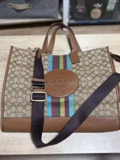 COACH シグネチャー 巾着 ショルダーバッグ マルチカラー デンプシー