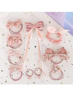ヘアゴム こども おしゃれ かわいい 10つのヘアバンドのセット(Pink)