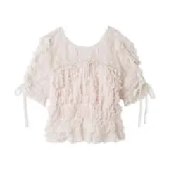 snidel カットレースシャーリングブラウス ピンク