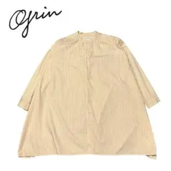 23SS grin グリン バンドカラー　ロングチュニックシャツ　ストライプ