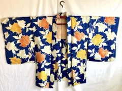 ✅羽織り✅極美品✅正絹/紺地に花刺繍/昭和アンティーク