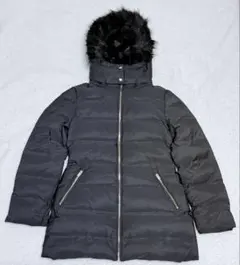 ZARA ファー付きフード 黒 セミロングダウンジャケット