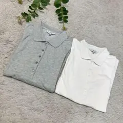 UNIQLO　半袖ポロシャツ2枚セット　ホワイト　グレー　Ｌ
