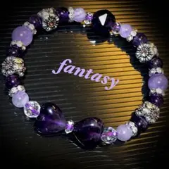 アメジスト ハートリボン ヨーロピアン 花形 天然石ブレスレット