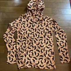 新品rough natural charm 猫柄オレンジパーカー M
