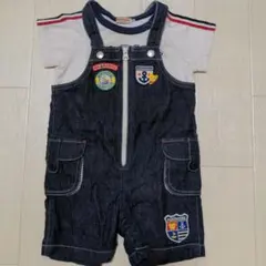 Miki Houseデニムオーバーオール90ミキハウスマリン イカリ肩ライン90