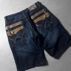 EDWIN ネイティブ柄アクセント デニムショートパンツ メンズ サイズ32 
