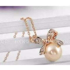 【タイムセール】リボンパールネックレス