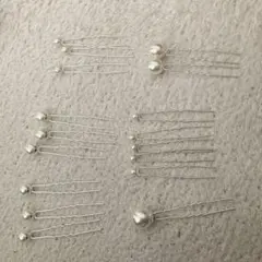 真珠調飾り付きブライダルヘアピン