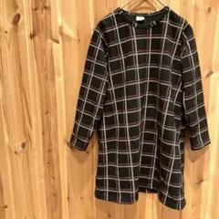 【デビロック】キッズ服　子供服　130 ワンピース　長袖　チェック柄　黒色