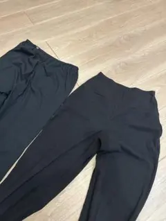 マタニティ　ブラック リブ編みパンツ