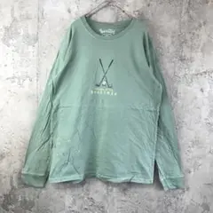 Z172古着　ロンT くすみグリーン　90s Y2K