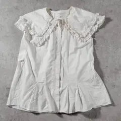【美品】SNIDEL ORGANICS フリルビッグカラー ブラウス F 白