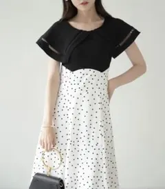 tocco closet ビックカラーバックレースアップドッキングワンピー