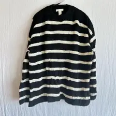 【H&M】オーバーサイズ ボーダーニット S 黒×白　ゆるだぼ　オーバーサイズ