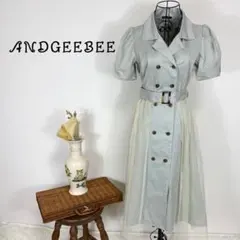 美品　ANDGEEBEE アンジービー チュールトッキングトレンチワンピ　ミントのサムネイル