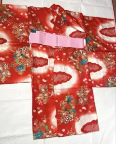 七五三用赤色花柄　着物のみ