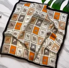 大判　スカーフ　ホース　馬柄　ヘアバンド　バッグスカーフ