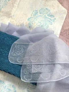 ふりふのシフォン兵児帯　薄紫　薔薇柄のサムネイル