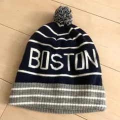 美品 ビームズ ニット帽 ネイビー