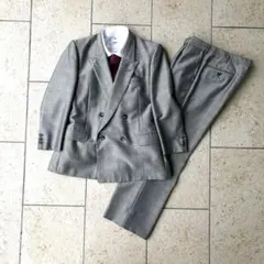 ダブルスーツ　セットアップ　シャドーチェック　グレー　モード　入学式　セレモニー
