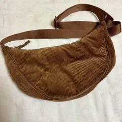 【UNIQLO】 ラウンドミニショルダーバッグ コーデュロイ ブラウン