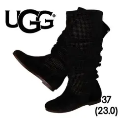 UGG australia パンチング風 スエード ロングブーツ 黒 37