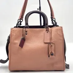 極美品●COACH コーチ 2way ハンドバッグ ローグ25 ピンク レザー