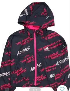 adidas フード付きウインドブレーカー ネイビー/ピンク