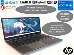 超美品 HP ZBook Fury 15 G7 i7 10世代 T1000搭載