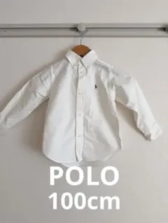 ポロ 刺繍ロゴ ホワイトボタンダウンシャツ 100cm ラルフローレン 入学式