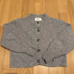 ZARA グレー リブ編み カーディガン 8-9歳
