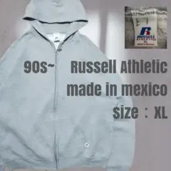 90s~ メキシコ製 ラッセル アスレティック ジップパーカー XL 杢グレー