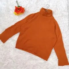 コーザノストラカシミヤ100% タートルネックニット セーター オレンジ40 L