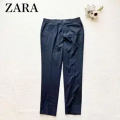 【ザラ】テーパードパンツ（M）スラックス カジュアル ズボン センタープレス 紺