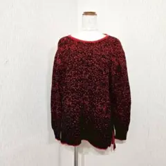 Jantzen 赤×黒 ミックスニット（M）配色デザイン 長袖 ニットトップスのサムネイル