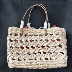 花柄内袋付きかごバッグ　和装用