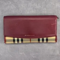 BURBERRY バーバリー ノバチェック 長財布 シャドーホース レザー 赤のサムネイル