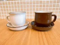 白と茶色のティーカップ・ソーサーセット✳︎ 服or鞄or靴2点ご購入で安い方半額！