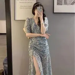 ワンピース ロング 夏 半袖 花柄 ゆったり レディース 韓国 新作 ゆるかわ