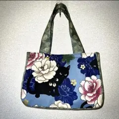 一点もの/和柄＊猫＊ハンドバッグ 畳縁/浮世絵.着物.祭.妖怪