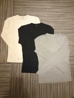 UNIQLO ソフトリブクルーネックT 長袖 M 3枚セット